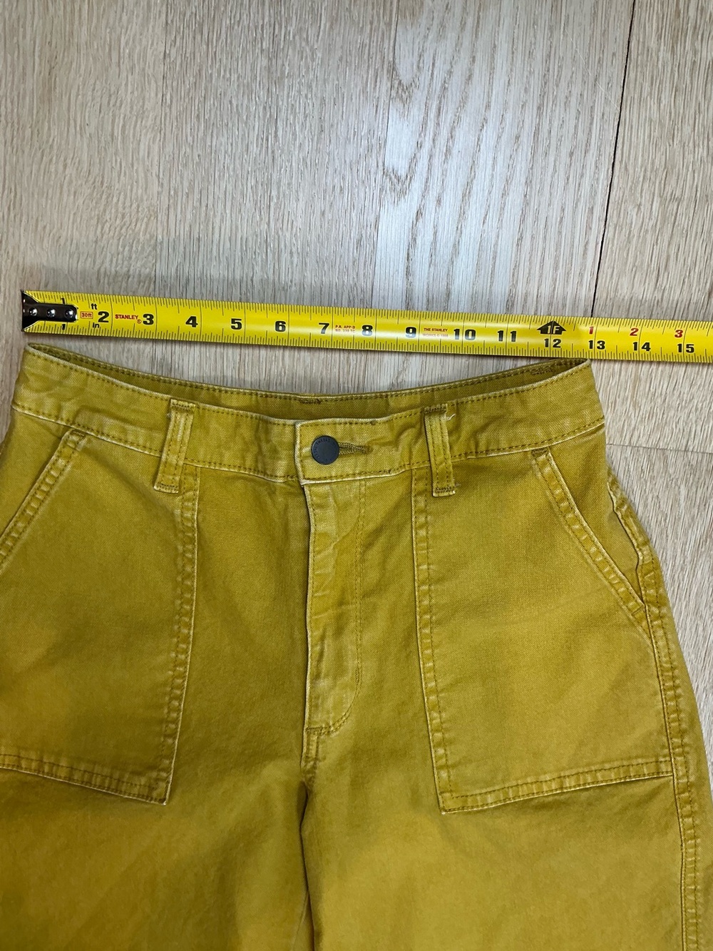 Universal Thread Wide Leg Capri Denim Pants Mustard Yellow Womens Size 2/26 - Picture 5 of 11